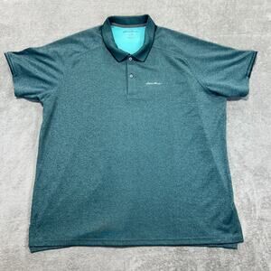 Eddie Bauer Mens 2XL Resolution Pro Polo Shirt Short Sleeve Green Free Dry Golf